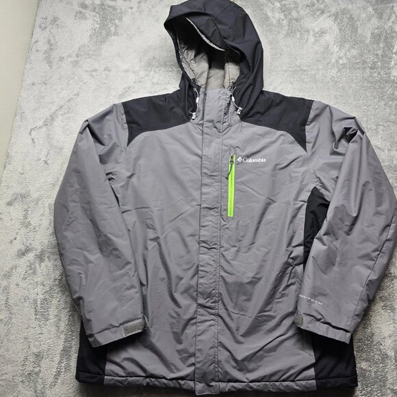 Columbia Tipton Waterproof Peak Insulated Omni Tech Jacket Mens XL Gray Hooded - Picture 1 of 16